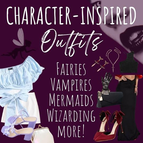 Character-inspired outfits with vampire and fairy ideas button